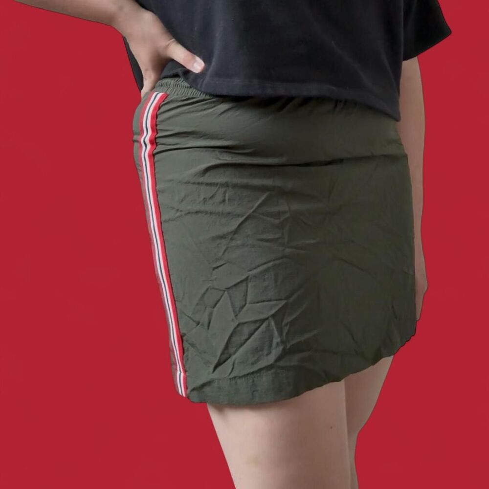 sporty green racer stripes miniskirt
